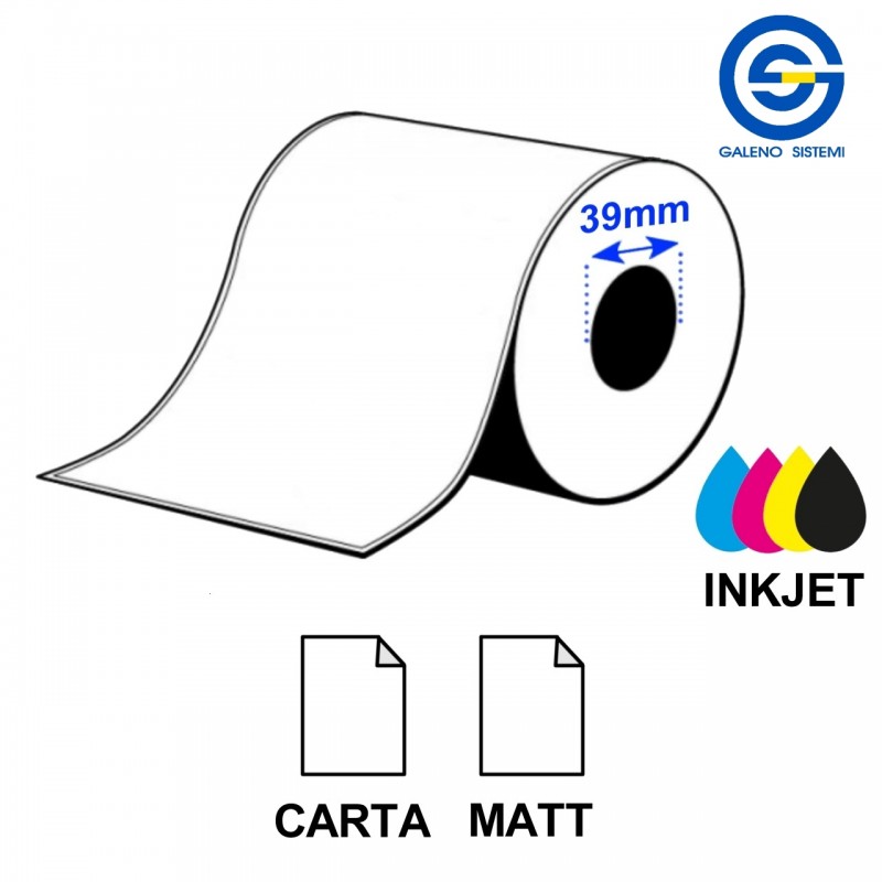 Rotolo continuo 100mm x 27m carta opaca - anima 1,5"