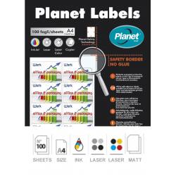 Etichette adesive 210x297 carta opaca Inkjet Laser (100 fogli A4)