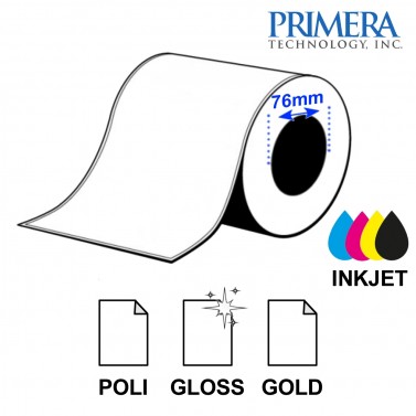 Rotolo continuo 122mm x 47m poliestere gold lucido - anima 3" - Primera