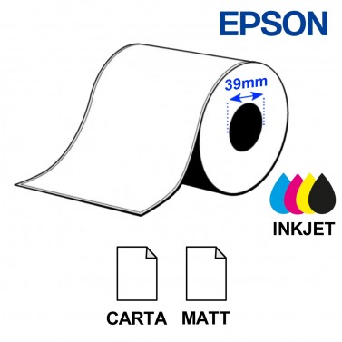 Rotolo continuo 102mm x 50m NON ADESIVO carta opaca - anima 1,4" - Epson